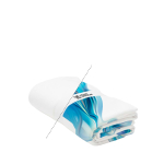 Asciugamano in poliestere su misura e fascia elastica per avvolgere color bianco vista area di stampa