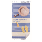 Telo Hammam in policotone per mare su misura con frange color bianco