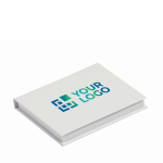 Block notes post-it e segnapagina su misura con copertina flessibile color bianco vista area di stampa
