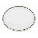 Pin metallico ovale su misura personalizzabile a stampa integrale color argento settima vista