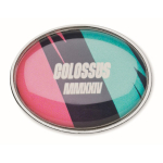 Pin metallico ovale su misura personalizzabile a stampa integrale color argento