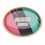 Pin metallico ovale su misura personalizzabile a stampa integrale color oro