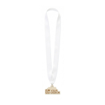 Medaglia in legno personalizzabile su misura con nastro cucito a V color bianco settima vista