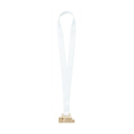 Medaglia personalizzabile su misura in legno nastro cucito ad asola color bianco settima vista