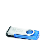 Memoria USB dai colori trasparenti su misura personalizzabile color blu trasparente vista area di stampa