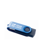 Memoria USB su misura con scocca rotante in metallo Techmate color blu vista area di stampa
