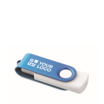Memoria USB su misura con scocca rotante colorata Techmate color blu vista area di stampa