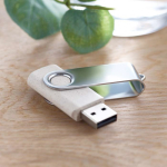 Memoria USB su misura con scocca realizzata in paglia di frumento color bianco sporco