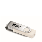 Memoria USB su misura con scocca realizzata in paglia di frumento color bianco sporco vista area di stampa