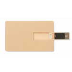 Memoria USB su misura a forma di tessera in paglia personalizzabile color legno quinta vista