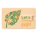 Memoria USB su misura a forma di tessera in paglia personalizzabile color legno