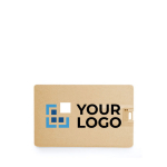 Memoria USB su misura a forma di tessera in paglia personalizzabile color legno vista area di stampa