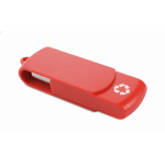 Memoria USB su misura con scocca rotante in plastica riciclata color rosso