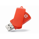 Memoria USB su misura con scocca rotante in plastica riciclata color rosso quinta vista
