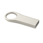 Memoria USB piccola in zinco su misura con dettaglio rotondo color argento