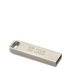 Memoria USB piccola in zinco su misura con dettaglio rettangolare color argento vista area di stampa