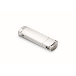USB su misura con finitura satinata e dettagli trasparenti color argento