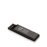 Memoria USB piatta su misura con cappuccio protettivo abbinato color nero vista area di stampa
