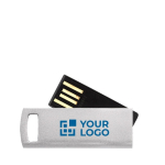 USB rotante su misura in alluminio sottile con asola per appendere color argento opaco vista area di stampa