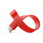 Braccialetto USB compatto in silicone su misura da personalizzare color rosso quinta vista