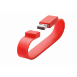Braccialetto USB compatto in silicone su misura da personalizzare color rosso quinta vista