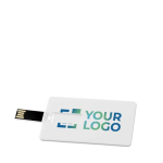 USB su misura a forma di tessera rettangolare da personalizzare color bianco vista area di stampa