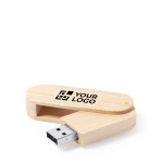 USB in legno in formato rotante con scocca protettiva vista area di stampa