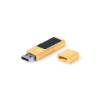 USB in bambù con chiusura magnetica e area di stampa retroilluminata color marrone chiaro terza vista