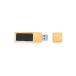 USB in bambù con chiusura magnetica e area di stampa retroilluminata color marrone chiaro quarta vista