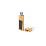 USB in bambù con chiusura magnetica e area di stampa retroilluminata color marrone chiaro quinta vista