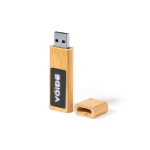 USB in bambù con chiusura magnetica e area di stampa retroilluminata color marrone chiaro prima vista