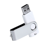 USB in plastica riciclata resistente con clip metallica rotante color bianco prima vista