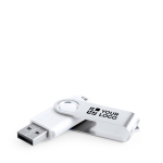 USB in plastica riciclata resistente con clip metallica rotante vista area di stampa