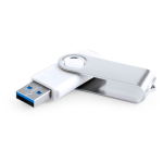 USB con clip metallica in formato rotante e corpo bianco seconda vista