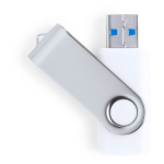 USB con clip metallica in formato rotante e corpo bianco terza vista