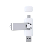 Memoria USB con clip metallica e doppia connessione tipo C e USB color bianco prima vista