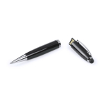 Penna USB in metallo con apertura a rotazione e inchiostro blu color nero prima vista