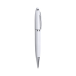 Penna USB in metallo con apertura a rotazione e inchiostro blu color bianco prima vista