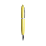 Penna USB in metallo con apertura a rotazione e inchiostro blu color giallo prima vista
