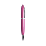 Penna USB in metallo con apertura a rotazione e inchiostro blu color fucsia prima vista