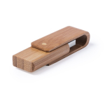 USB in legno di bambù con meccanismo rotante protettivo color marrone seconda vista