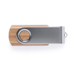 Memoria USB in legno di bambù con clip metallica rotante color marrone scuro seconda vista
