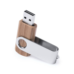 Memoria USB in legno di bambù con clip metallica rotante color marrone scuro prima vista