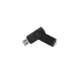 Memoria USB con corpo soft-touch e clip metallica rotante brillante color nero prima vista