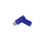 Memoria USB con corpo soft-touch e clip metallica rotante brillante color blu prima vista