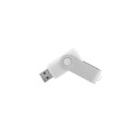 Memoria USB con corpo soft-touch e clip metallica rotante brillante color bianco prima vista
