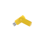 Memoria USB con corpo soft-touch e clip metallica rotante brillante color giallo prima vista