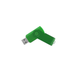 Memoria USB con corpo soft-touch e clip metallica rotante brillante color verde prima vista