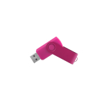 Memoria USB con corpo soft-touch e clip metallica rotante brillante color fucsia terza vista