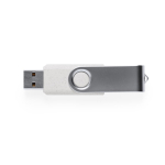 Memoria USB in paglia di frumento con clip metallica rotante color grigio chiaro seconda vista